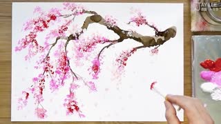 Cherry Blossom Tree Acrylic Painting Technique