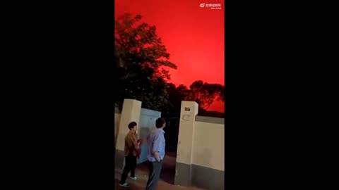 Blood red sky blankets city near Shanghai sparking Armageddon fear