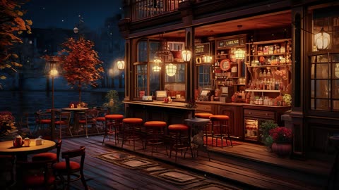 Autumn Night Warm Jazz 🍂 Cozy Coffee Shop Ambience ~ Smooth Jazz Instrumental Music to Relax