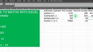 Basic Arithmetic with Excel