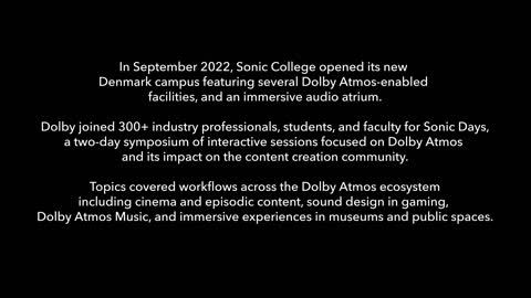 Sonic Days at Sonic College _ Dolby Institute