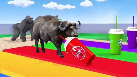 Choose the Right Drink with Elephant Gorilla Cow Tiger Dinosaur Buffalo Wild Animals Games