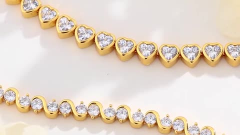 Classicharms Cubic Zirconia Heart and Wave Necklaces