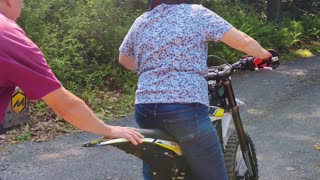 Grandma Riding an Electric Dirt Bike for the first time