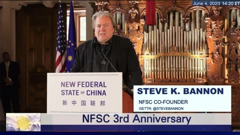 Steve K. Bannon gives speeches at NFSC 3rd anniversary. #freemilesguo #guowengui #stevebannon