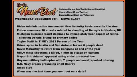 Wednesday, December 6, 2023 News Blast