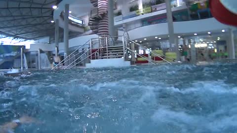 Yellow Switchback Water Slide at Aquapark Olomouc