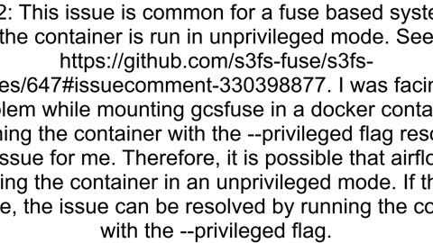 Airflow unable to mount a google cloud bucket using gcsfuse