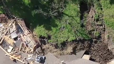 A landslide on North Ventura Canyon Avenue in Los Angeles (USA).