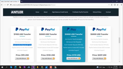 $1100 USD PayPal Balance only @ $95 USD On Dark Web - Legit Dark Web PayPal Fund Vendor!
