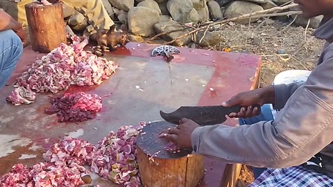 Goat meat cutting