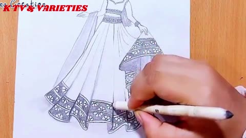 How to draw a girl (Princess) with Indian Dress (Lahengga).