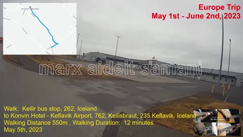 May 5th, 2023 32 Walk: Keilir bus stop to Konvin Hotel - Keflavik Airport, Iceland