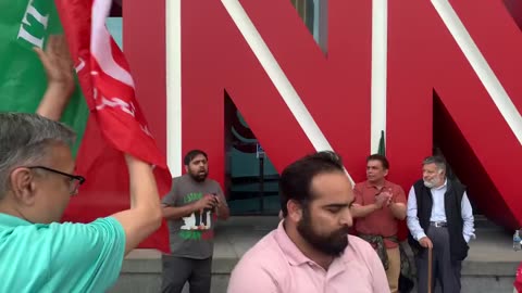 Imran Khan supporters protest outside CNN HQ in Atlanta