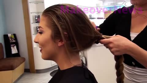 Very thick ponytail cut off