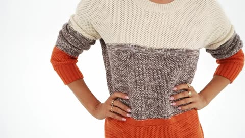 Dokotoo Womens Color Block Sweaters Long Sleeve Crewneck