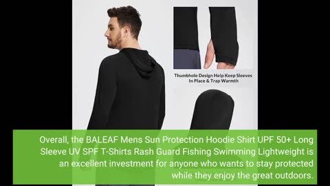 User Comments: BALEAF Men's Sun Protection Hoodie Shirt UPF 50+ Long Sleeve UV SPF T-Shirts Ras...