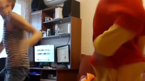 Winnie the Pooh and his friend are dancing