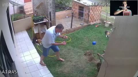 Guy blows up his lawn