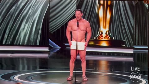 Nearly Naked John Cena Presents Award For Best Costume- Oscars 2024