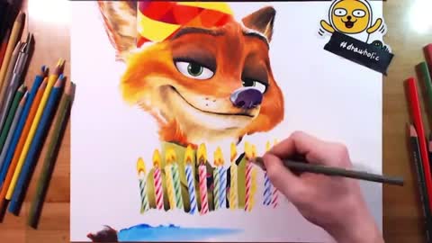 Draw A Candle In Front Of The Little Fox