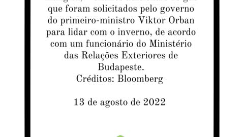 Gazpromm PJSC já iniciou o processo de fornecimento de gás à Hungria