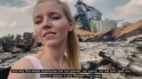 ukraine bombed wheat store house in Rubezhnoe, Lugansk