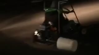 Guy drives dune buggy with foam wheel and flips over