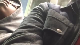 Man films himself other guy falling asleep on him