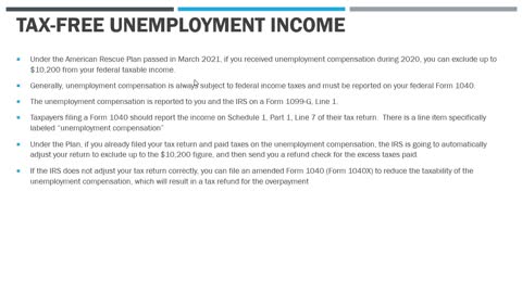 Tax Free Unemployment Income for the 2020 Tax Year