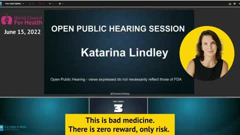 Dr. Kat Lindley Tells the FDA NO Covid-19 Vaccines for Kids
