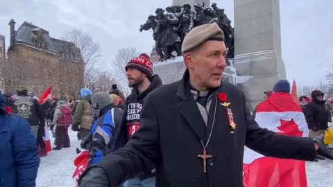 A veteran describes how peaceful the freedom protest in Ottawa has been: "I don't know why the Prime Minister's not here with us, standing with us, saying "Isn't it great that we're united?"