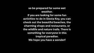 Siesta Key, Florida Weather Report.