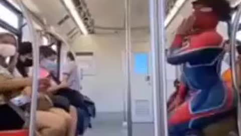 Spider Man in the Train