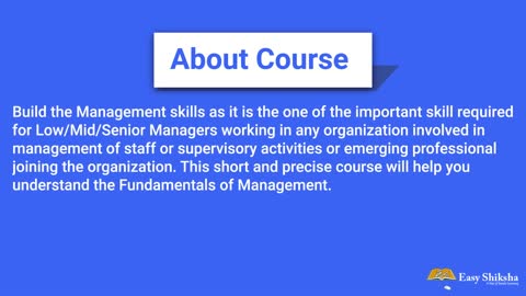 Learn Fundamentals Of Management | Online Certificate Course | Enroll @easyshiksha.com