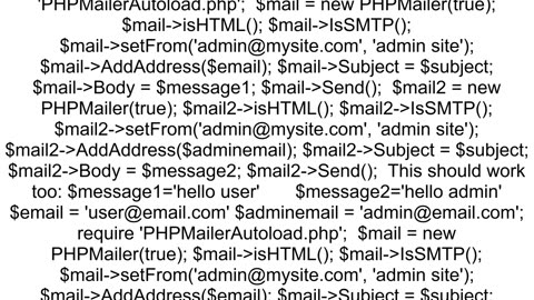 how to send two different messages to two different users phpmailer