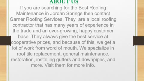 Roofing Maintenance in Jordan Springs