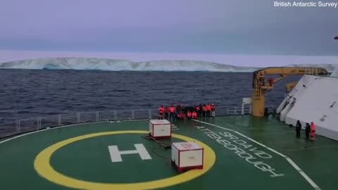 Team aboard the Sir David Attenborough visit world's biggest iceberg