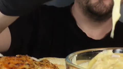 Rotisserie Chicken and Cheese sauce Mukbang ASMR