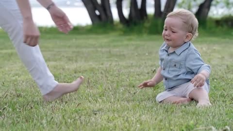 Kids get emotional after ground cute baby