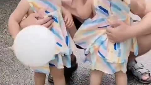 cute adorable triplets waiting for dad.this will melt your hearts.