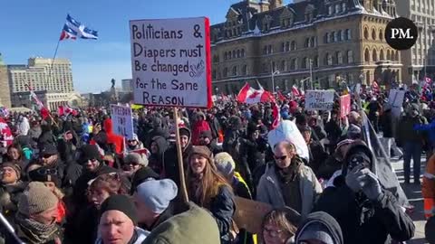 Indigenous drum circle joins truckers protest outside Parliament Hill