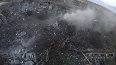 A combat drone drops TNT into an enemy's cabin.