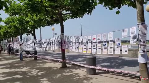 Demonstration In Düsseldorf, Germany displays the fatalities from the COVID-19 Vaccines