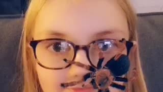 Girl gets scared of filter af spider