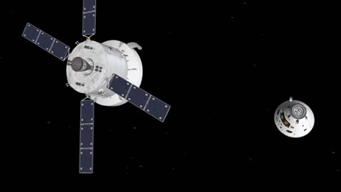 Spaceship shuttle launch satellite in the orbit