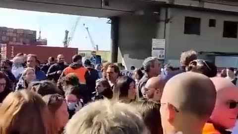 Genoa, Italy: Dock workers strike to protest vaccine passports
