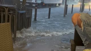 Streets Suddenly Splashing During Supper In Spain