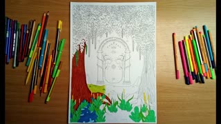 DOORS OF DURIN, MORIA (page 3) Adult coloring book design project with LOTR motifs
