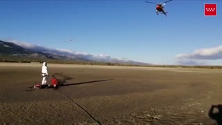 Helicopter Saves Sinking Cyclist From Muddy Bog